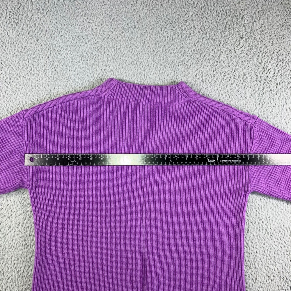 Talbots Cable Knit Fisherman Sweater Women Large Mock Neck Lambs Wool Blend - Picture 5 of 10